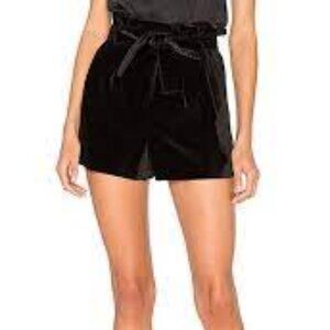 Alice + Olivia SHARE LAURINE VELVET PAPER BAG Black  SHORT IN BLACK size 12
